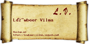 Löwbeer Vilma névjegykártya